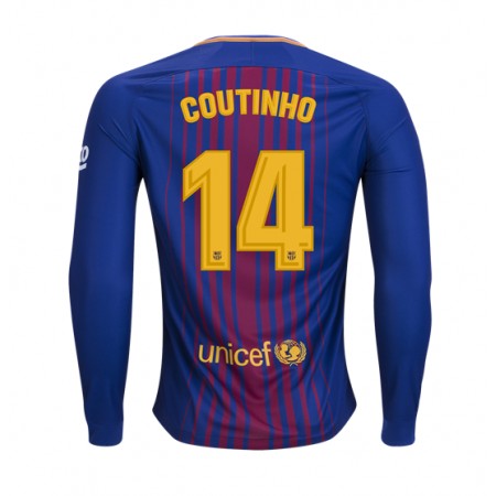 Koszulka FC Barcelona Philippe Coutinho 14 Domowe Koszulki Piłkarskie 2017-2018 Długi Rękaw