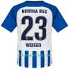 Koszulka Hertha BSC Weiser 23 Domowe Koszulki Piłkarskie 2017-2018 Krótki Rękaw