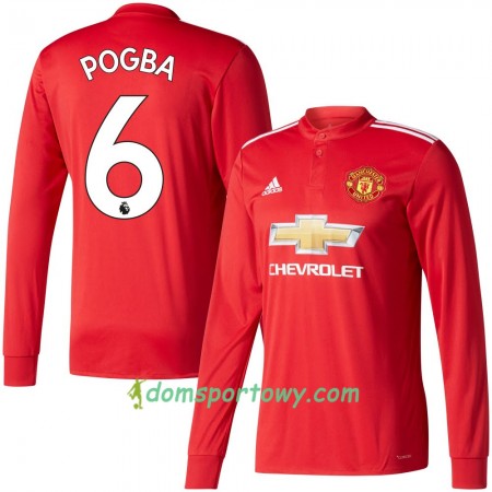 Koszulka Manchester United Pogba 6 Domowe Koszulki Piłkarskie 2017-2018 Długi Rękaw