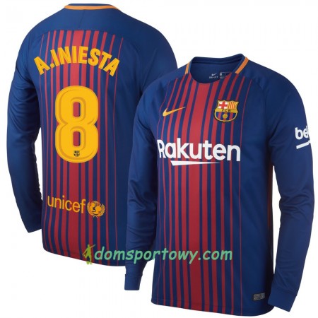 Koszulka FC Barcelona A. Iniesta Domowe Koszulki Piłkarskie 2017-2018 Długi Rękaw