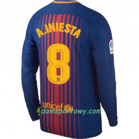 Koszulka FC Barcelona A. Iniesta Domowe Koszulki Piłkarskie 2017-2018 Długi Rękaw