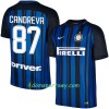 Koszulka Inter Mediolan Candreva 87 Domowe Koszulki Piłkarskie 2017-2018 Krótki Rękaw