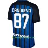 Koszulka Inter Mediolan Candreva 87 Domowe Koszulki Piłkarskie 2017-2018 Krótki Rękaw