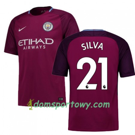 Koszulka Manchester City SILVA 21 Wyjazdowe Koszulki Piłkarskie 2017-2018 Krótki Rękaw