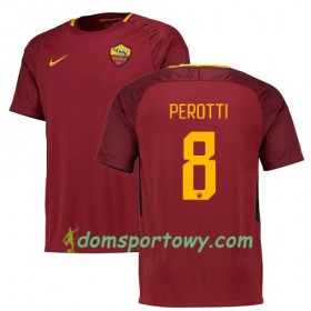 Koszulka AS Roma PEROTTI 8 Domowe Koszulki Piłkarskie 2017-2018 Krótki Rękaw
