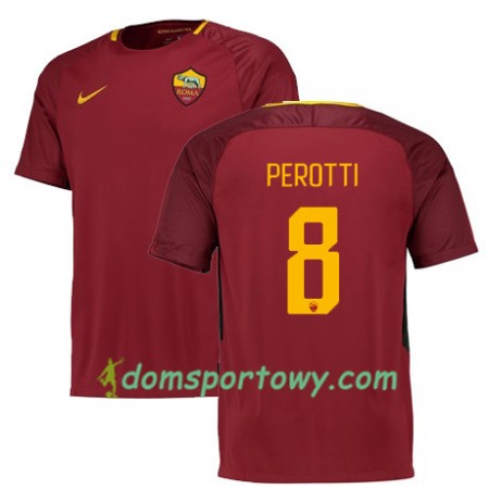 Koszulka AS Roma PEROTTI 8 Domowe Koszulki Piłkarskie 2017-2018 Krótki Rękaw