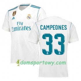 Koszulka Real Madryt Campeones 33 Domowe Koszulki Piłkarskie 2017-2018 Krótki Rękaw
