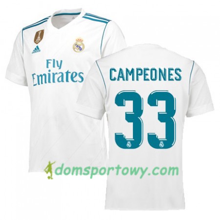 Koszulka Real Madryt Campeones 33 Domowe Koszulki Piłkarskie 2017-2018 Krótki Rękaw