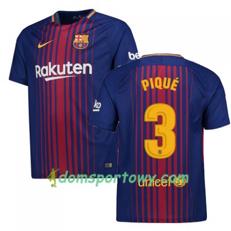 Koszulka FC Barcelona PIQUE 3 Domowe Koszulki Piłkarskie 2017-2018 Krótki Rękaw