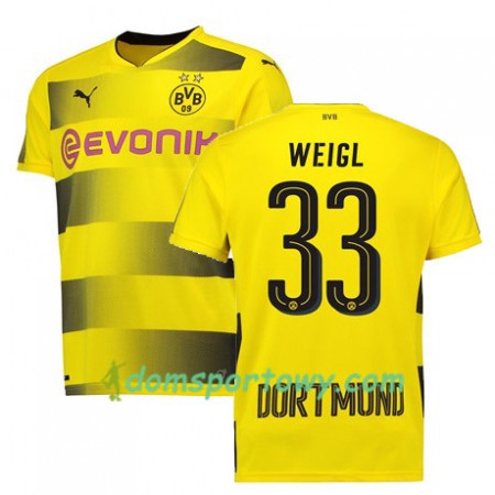 Koszulka Borussia Dortmund WEIGL 33 Domowe Koszulki Piłkarskie 2017-2018 Krótki Rękaw