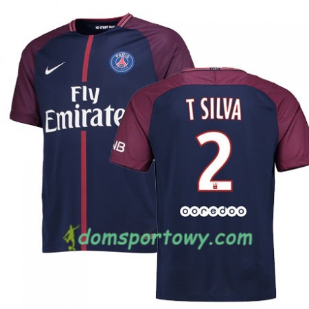 Koszulka Paris SG THIAGO SILVA 2 Domowe Koszulki Piłkarskie 2017-2018 Krótki Rękaw