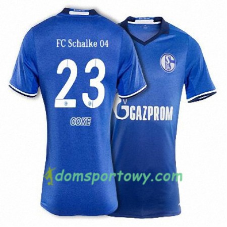 Koszulka FC Schalke 04 COKE 23 Domowe Koszulki Piłkarskie 2017-2018 Krótki Rękaw