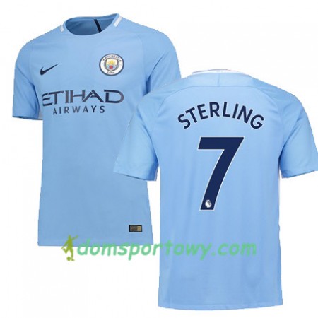 Koszulka Manchester City STERLING 7 Domowe Koszulki Piłkarskie 2017-2018 Krótki Rękaw