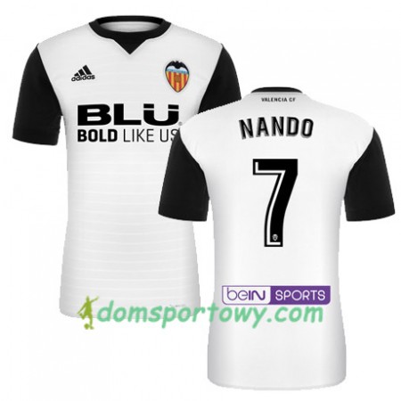 Koszulka Valencia CF NANDO Domowe Koszulki Piłkarskie 2017-2018 Krótki Rękaw