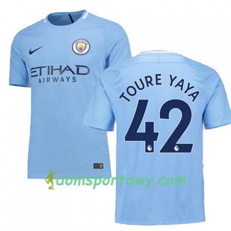 Koszulka Manchester City TOURE YAYA 42 Domowe Koszulki Piłkarskie 2017-2018 Krótki Rękaw