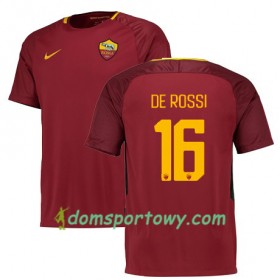 Koszulka AS Roma DE ROSSI 16 Domowe Koszulki Piłkarskie 2017-2018 Krótki Rękaw
