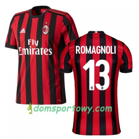 Koszulka AC Milan AS RomaGNOLI 13 Domowe Koszulki Piłkarskie 2017-2018 Krótki Rękaw