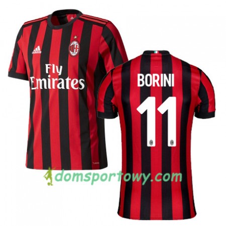 Koszulka AC Milan BORINI 11 Domowe Koszulki Piłkarskie 2017-2018 Krótki Rękaw