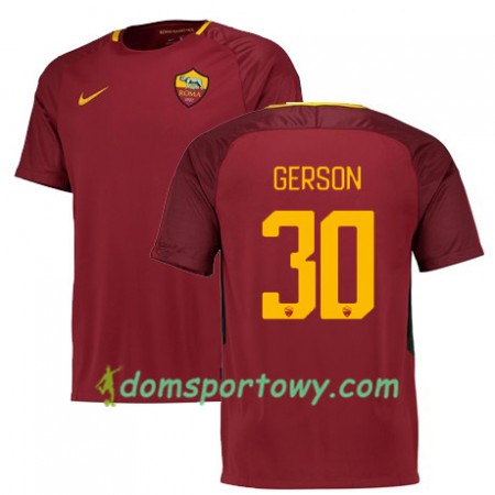 Koszulka AS Roma GERSON 30 Domowe Koszulki Piłkarskie 2017-2018 Krótki Rękaw