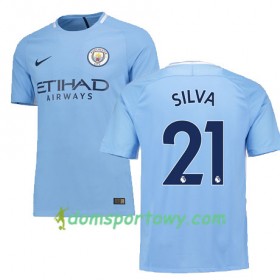 Koszulka Manchester City SILVA 21 Domowe Koszulki Piłkarskie 2017-2018 Krótki Rękaw
