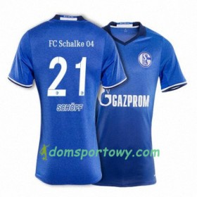 Koszulka FC Schalke 04 SCHOPF 21 Domowe Koszulki Piłkarskie 2017-2018 Krótki Rękaw