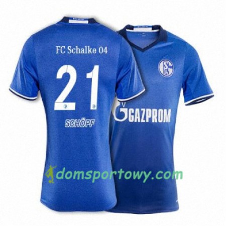 Koszulka FC Schalke 04 SCHOPF 21 Domowe Koszulki Piłkarskie 2017-2018 Krótki Rękaw