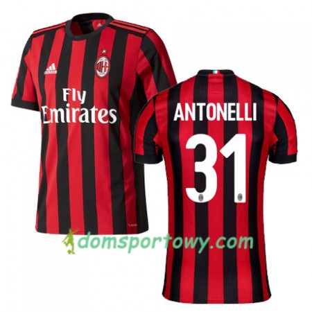 Koszulka AC Milan ANTONELLI 31 Domowe Koszulki Piłkarskie 2017-2018 Krótki Rękaw