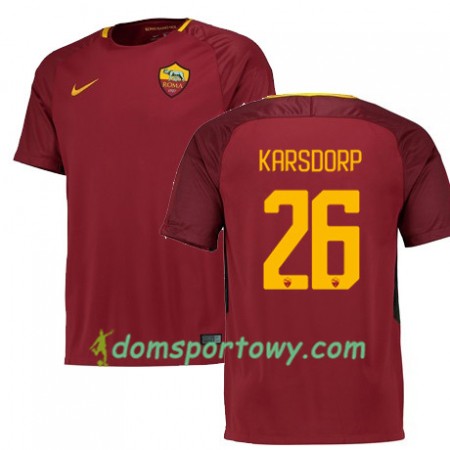 Koszulka AS Roma KARSDORP 26 Domowe Koszulki Piłkarskie 2017-2018 Krótki Rękaw