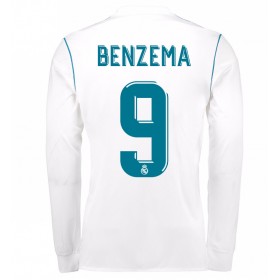 Koszulka Real Madryt Karim Benzema 9 Domowe Koszulki Piłkarskie 2017-2018 Długi Rękaw