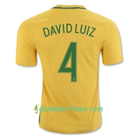 Koszulka Brazylia DAVID LUIZ Domowe Koszulki Piłkarskie 2016/17 Krótki Rękaw