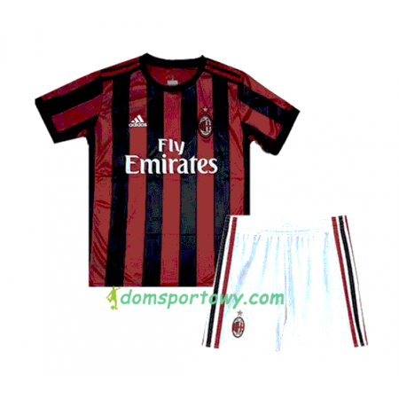 Koszulka AC Milan Dziecięcy Domowe Koszulki Piłkarskie 2017-2018 Krótki Rękaw