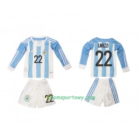 Koszulka Argentyna Lavezzi 22 Dziecięcy Domowe Koszulki Piłkarskie 2016 Długi Rękaw