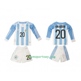 Koszulka Argentyna Kun Aguero 20 Dziecięcy Domowe Koszulki Piłkarskie 2016 Długi Rękaw