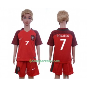 Koszulka Portugalia Cristiano Ronaldo 7 Dziecięcy Domowe Koszulki Piłkarskie Euro 2016 Krótki Rękaw