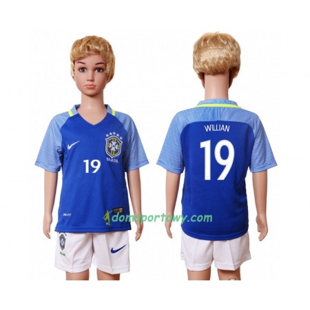 Koszulka Brazylia Willian 19 Dziecięcy Wyjazdowe Koszulki Piłkarskie 2016 Krótki Rękaw