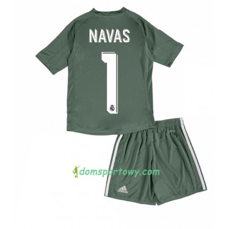 Koszulka Real Madryt Bramkarska  Keylor Navas 1 Dziecięcy Domowe Koszulki Piłkarskie 2017-2018 Krótki Rękaw