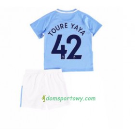 Koszulka Manchester City Yaya Toure 42 Dziecięcy Domowe Koszulki Piłkarskie 2017-2018 Krótki Rękaw