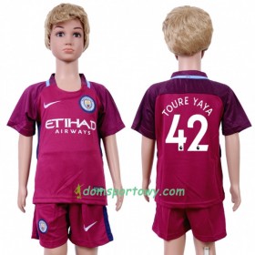 Koszulka Manchester City Yaya Toure 42 Dziecięcy Wyjazdowe Koszulki Piłkarskie 2017-2018 Krótki Rękaw
