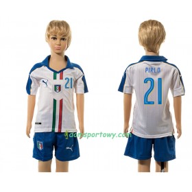 Koszulka Włochy Pirlo 21 Dziecięcy Wyjazdowe Koszulki Piłkarskie 2016 Krótki Rękaw