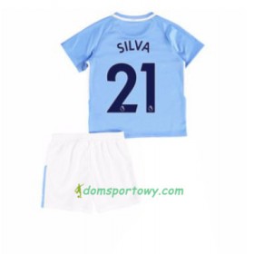 Koszulka Manchester City David Silva 21 Dziecięcy Domowe Koszulki Piłkarskie 2017-2018 Krótki Rękaw