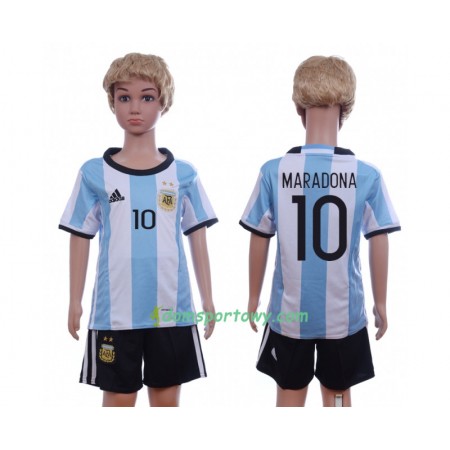 Koszulka Argentyna Maradona 10 Dziecięcy Domowe Koszulki Piłkarskie 2016 Krótki Rękaw