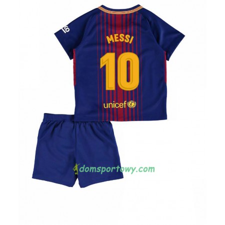 Koszulka FC Barcelona Lionel Messi 10 Dziecięcy Domowe Koszulki Piłkarskie 2017-2018 Krótki Rękaw