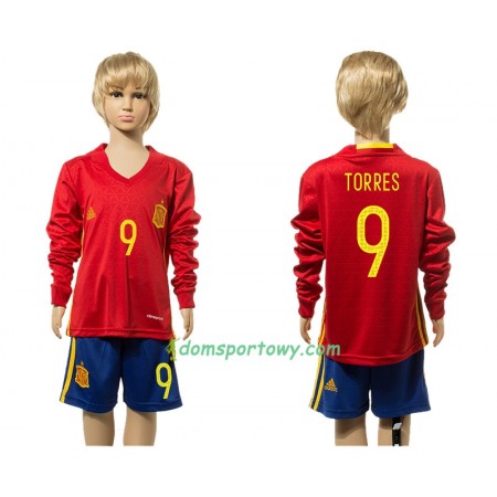 Koszulka Hiszpania Torres 9 Dziecięcy Domowe Koszulki Piłkarskie 2016 Długi Rękaw