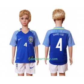 Koszulka Brazylia David Luiz 4 Dziecięcy Wyjazdowe Koszulki Piłkarskie 2016 Krótki Rękaw