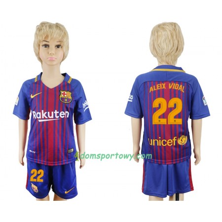 Koszulka FC Barcelona Aleix Vidal 22 Dziecięcy Domowe Koszulki Piłkarskie 2017-2018 Krótki Rękaw