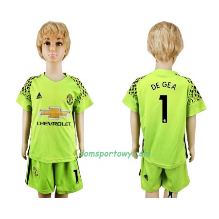 Koszulka Manchester United David de Gea 1 Bramkarska Dziecięcy Wyjazdowe Koszulki Piłkarskie 2017-2018 Krótki Rękaw