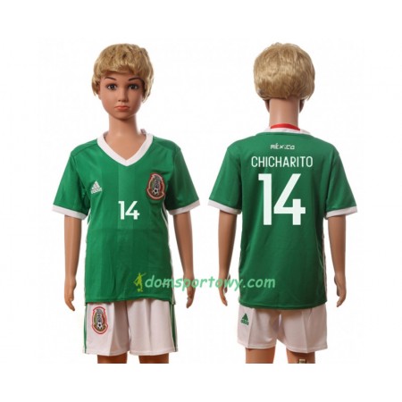 Koszulka Meksyk Chicharito 14 Dziecięcy Domowe Koszulki Piłkarskie 2016 Krótki Rękaw
