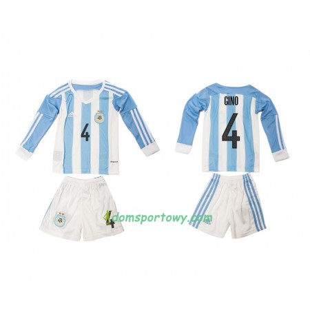 Koszulka Argentyna Gino 4 Dziecięcy Domowe Koszulki Piłkarskie 2016 Długi Rękaw