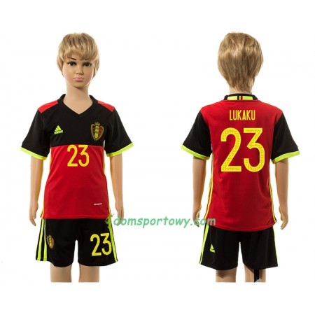 Koszulka Belgia Lukaku 23 Dziecięcy Domowe Koszulki Piłkarskie 2016 Krótki Rękaw